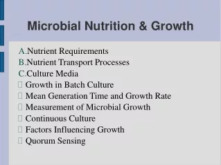 Microbial Nutrition &amp; Growth