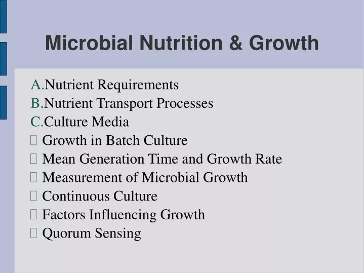 microbial nutrition growth