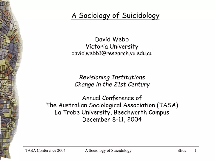 a sociology of suicidology