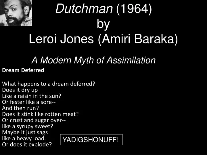 dutchman 1964 by leroi jones amiri baraka