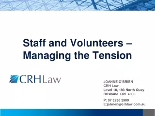 Staff and Volunteers – Managing the Tension