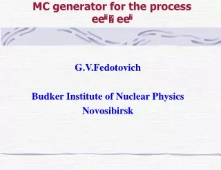 MC generator for the process  e  e    e  e 