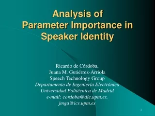 Analysis of  Parameter Importance in Speaker Identity