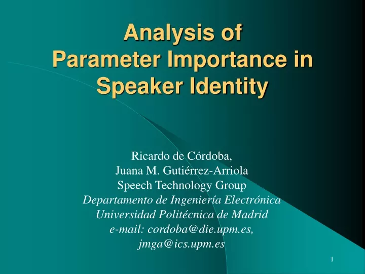 analysis of parameter importance in speaker identity
