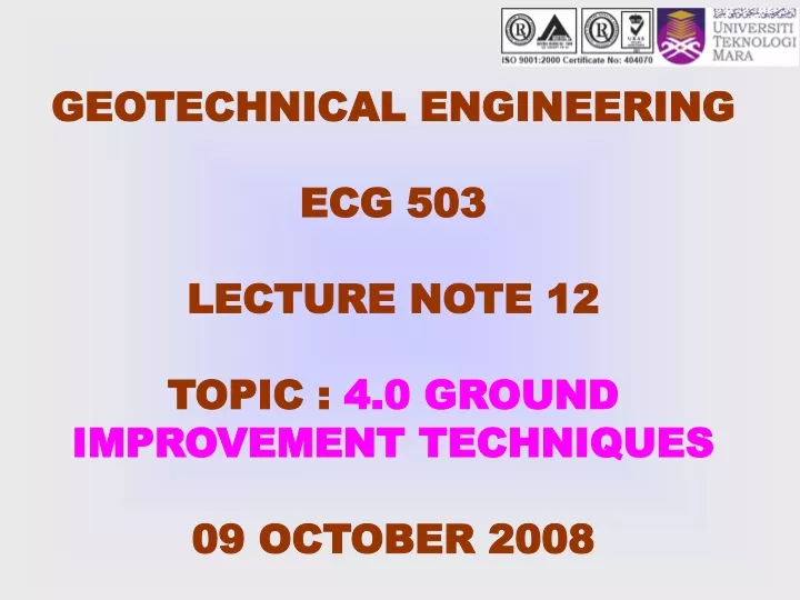 geotechnical engineering ecg 503 lecture note