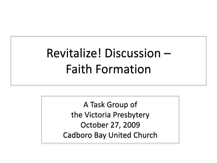 revitalize discussion faith formation