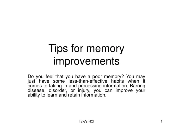 tips for memory improvements
