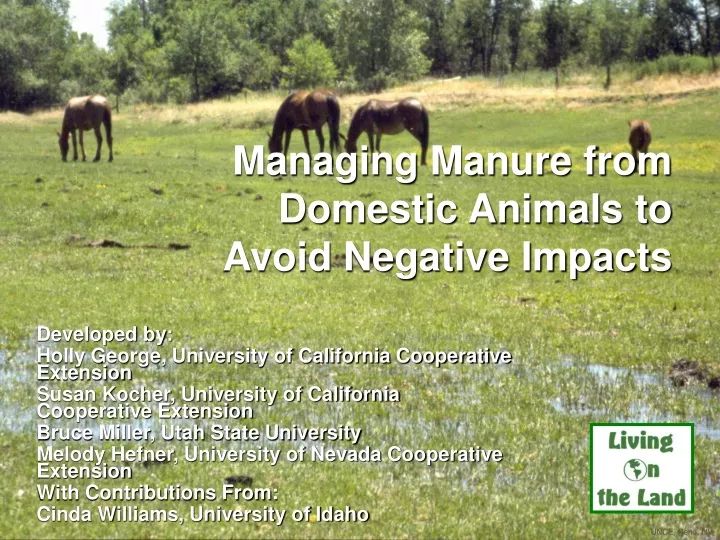 managing manure from domestic animals to avoid negative impacts