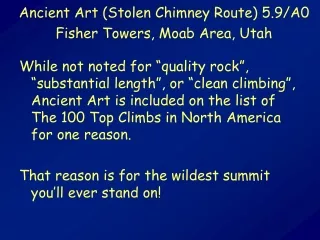 Ancient Art (Stolen Chimney Route) 5.9/A0 Fisher Towers, Moab Area, Utah