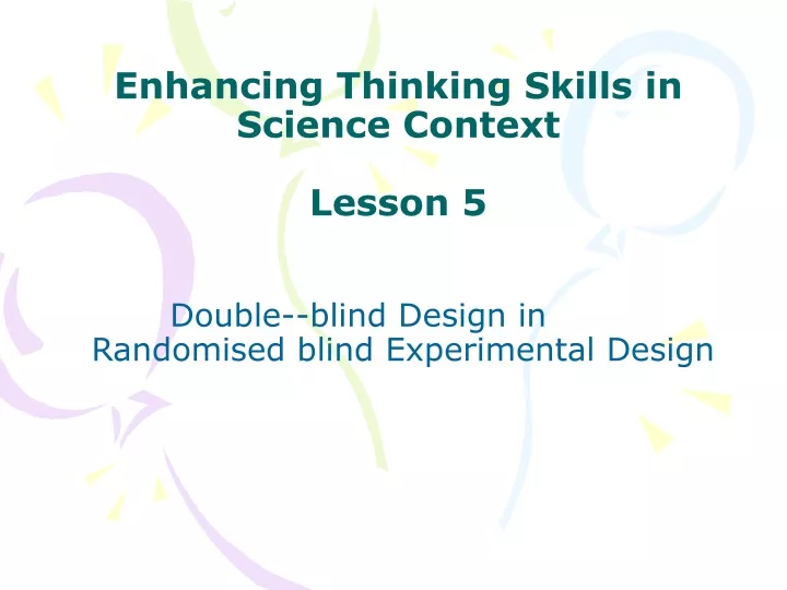 enhancing thinking skills in science context lesson 5