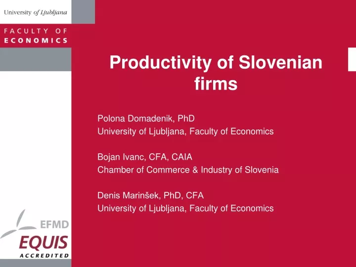 productivity of slovenian firms