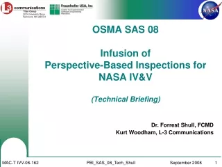 OSMA SAS 08 Infusion of  Perspective-Based Inspections for NASA IV&amp;V (Technical Briefing)