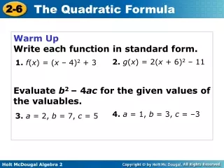 Warm Up Write each function in standard form.
