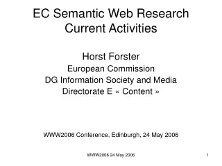 EC Semantic Web Research Current Activities
