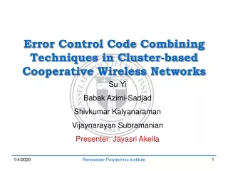 Error Control Code Combining Techniques in Cluster-based Cooperative Wireless Networks