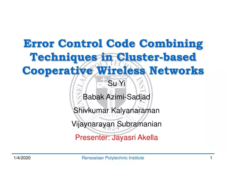 error control code combining techniques in cluster based cooperative wireless networks