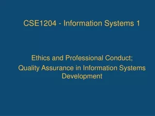 CSE1204 - Information Systems 1