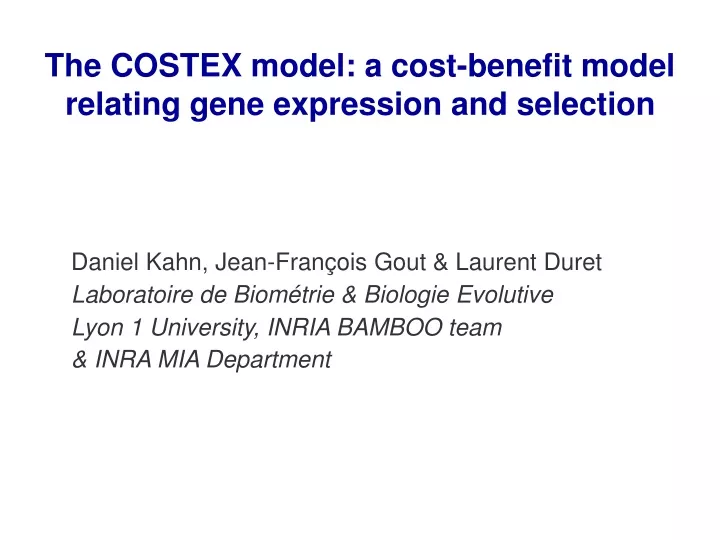 the costex model a cost benefit model relating