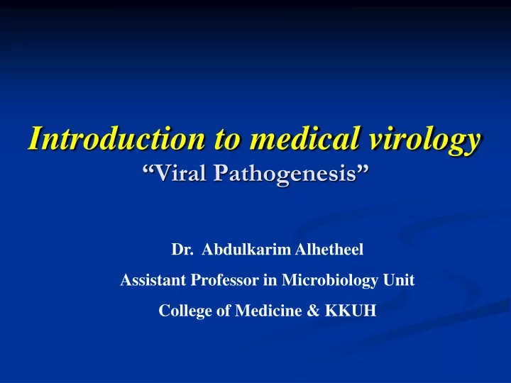 introduction to medical virology viral