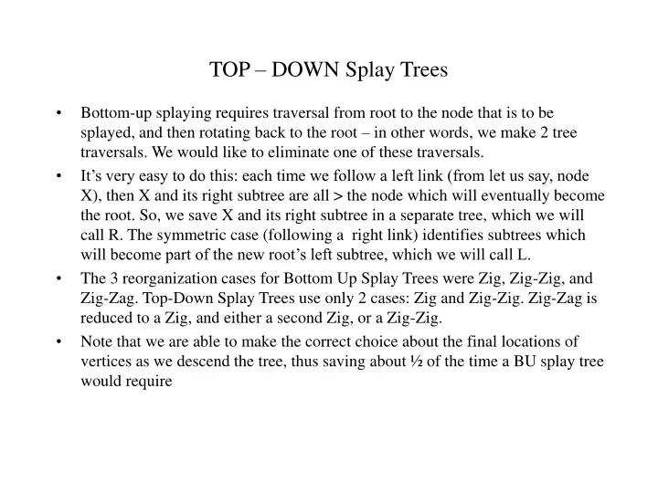 top down splay trees
