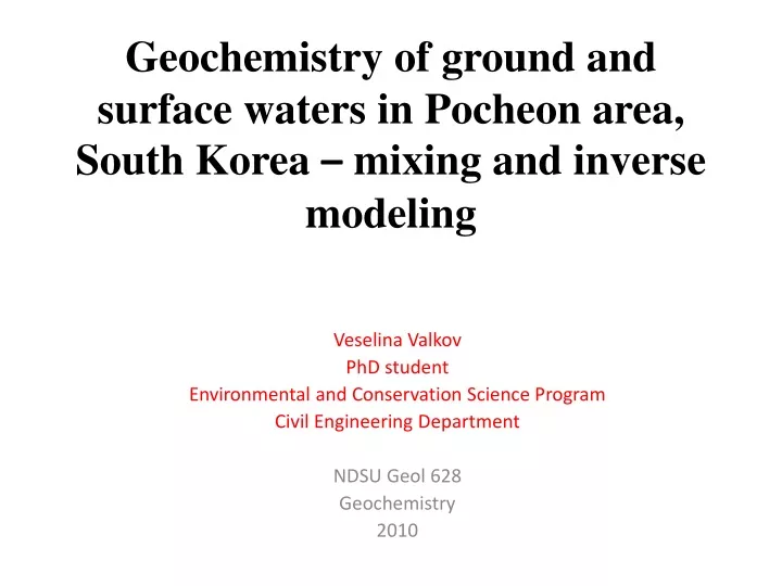 geochemistry of ground and surface waters in pocheon area south korea mixing and inverse modeling