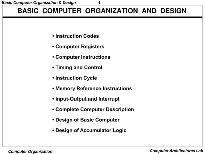 basic computer organization and design