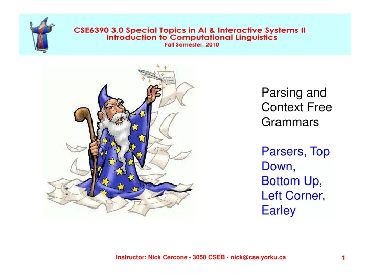 parsing and context free grammars parsers