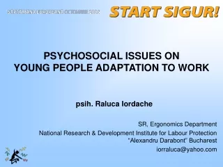 PSYCHOSOCIAL ISSUES ON  YOUNG PEOPLE ADAPTATION TO WORK