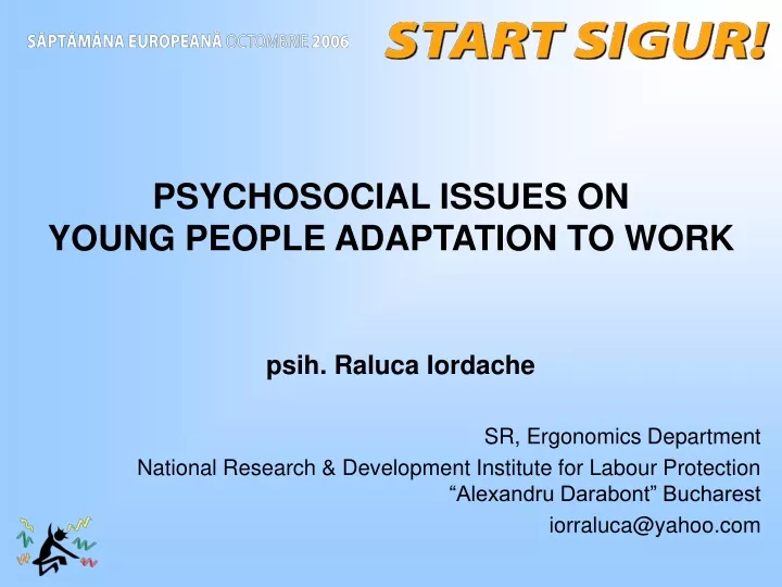 psychosocial issues on young people adaptation to work