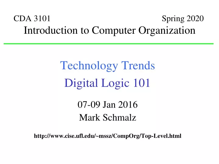 cda 3101 spring 2020 introduction to computer organization