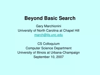 Beyond Basic Search