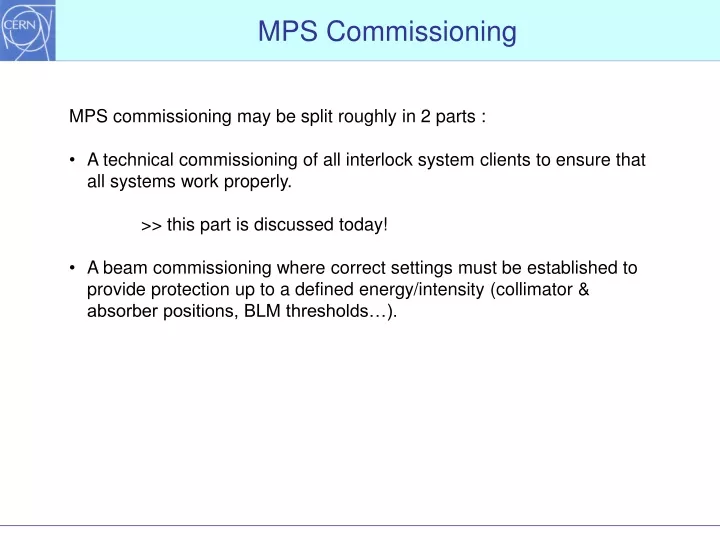 mps commissioning