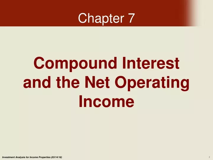 compound interest and the net operating income