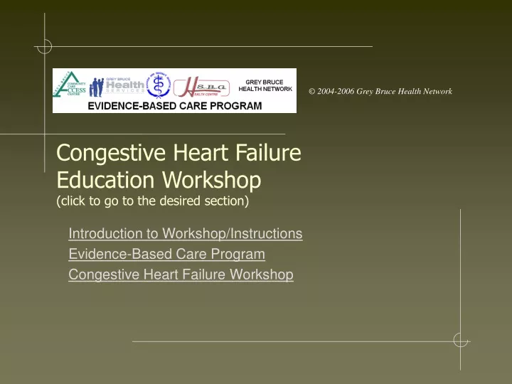 congestive heart failure education workshop click to go to the desired section
