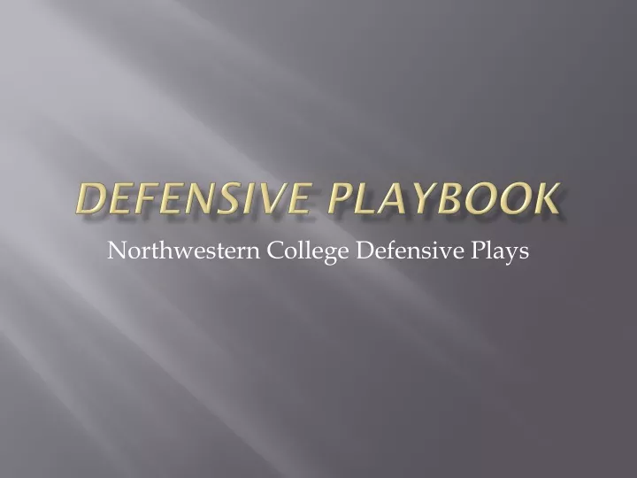 defensive playbook