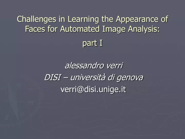 challenges in learning the appearance of faces for automated image analysis part i