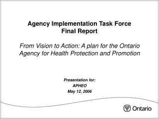Presentation for: APHEO May 12, 2006
