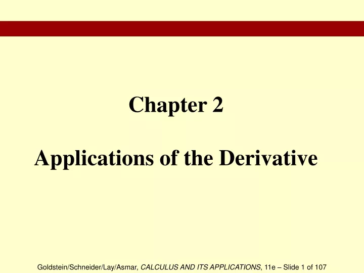 chapter 2 applications of the derivative