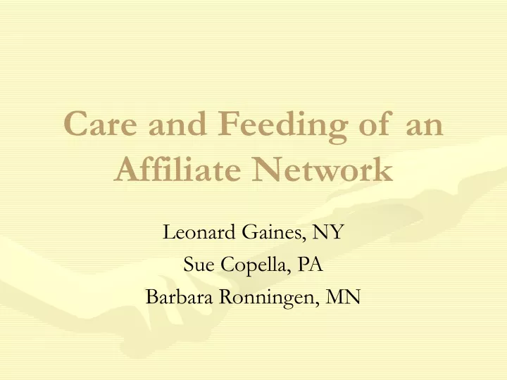 care and feeding of an affiliate network
