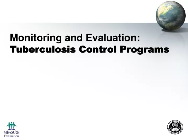 monitoring and evaluation tuberculosis control programs
