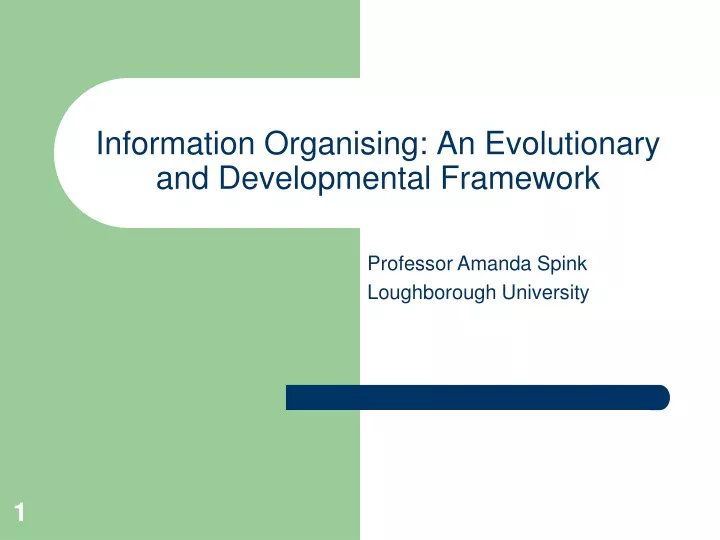 information organising an evolutionary and developmental framework