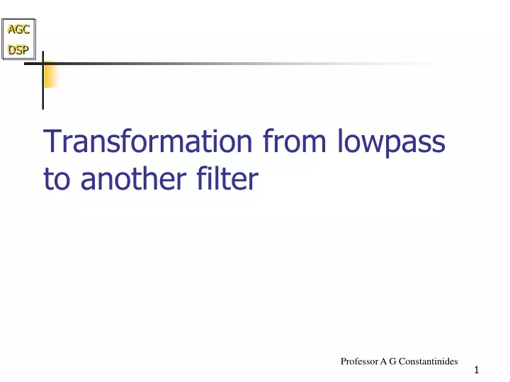 transformation from lowpass to another filter