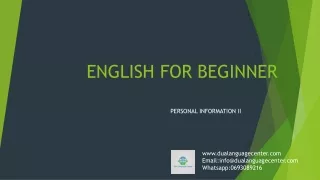 ENGLISH FOR BEGINNER