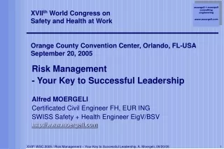 Risk Management - Your Key to Successful Leadership Alfred MOERGELI