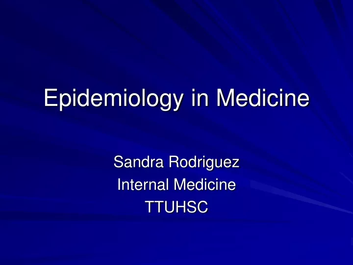 epidemiology in medicine