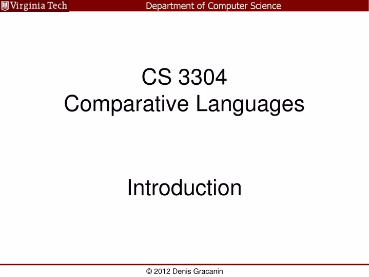 cs 3304 comparative languages