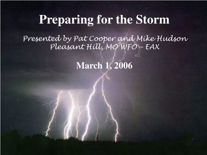 preparing for the storm presented by pat cooper