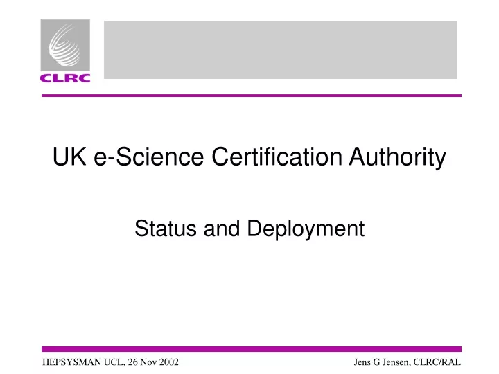 uk e science certification authority