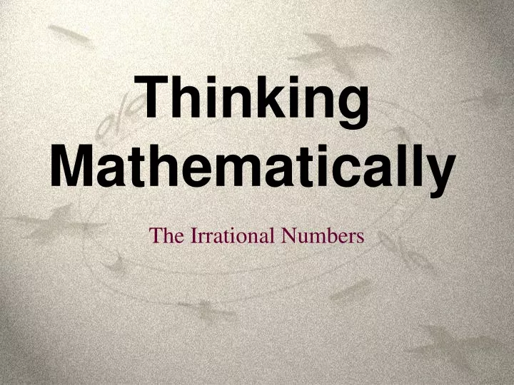thinking mathematically