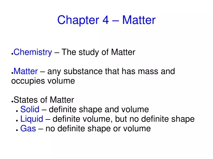 chapter 4 matter